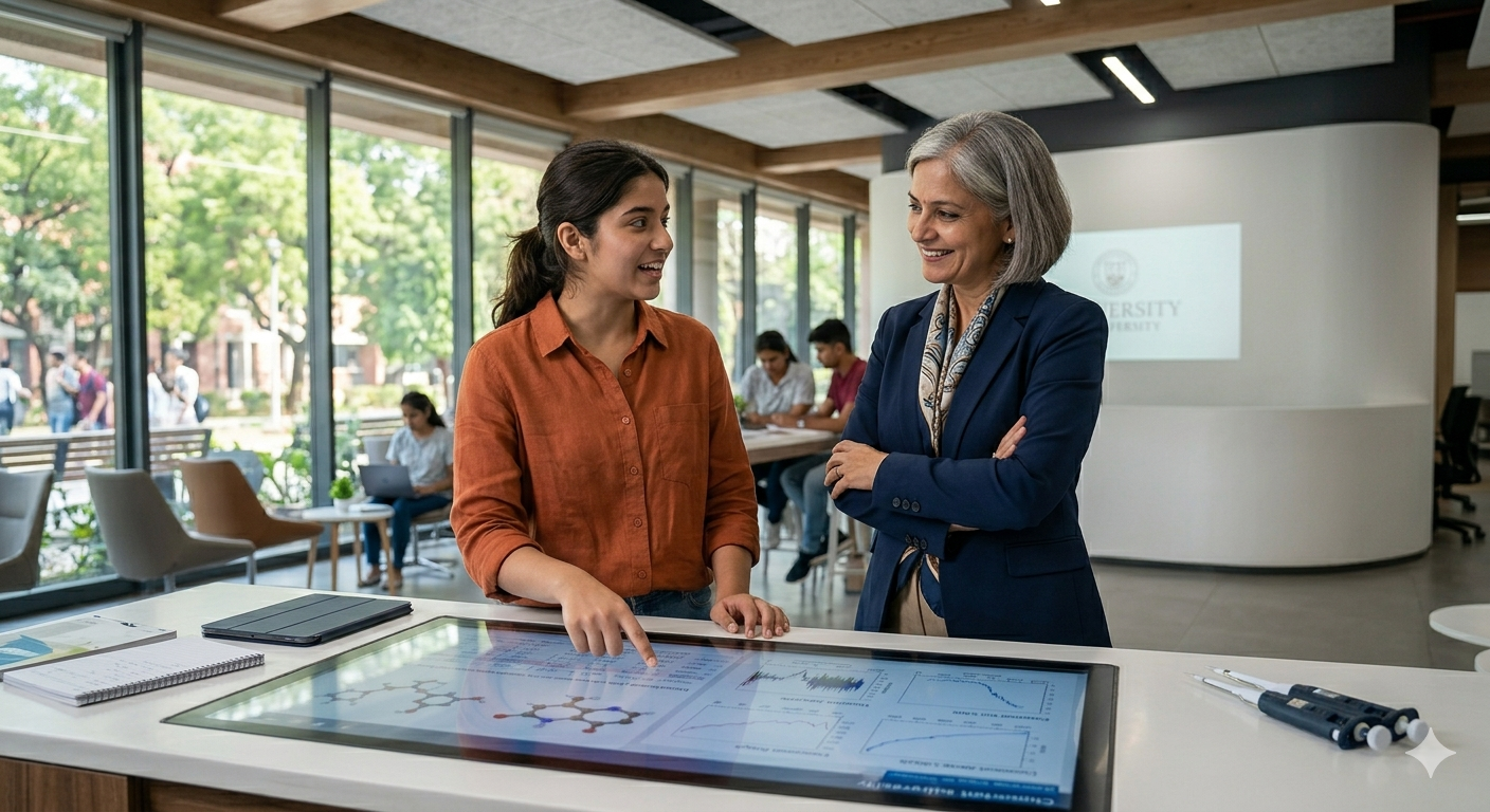 A mentor guiding a student through a problem